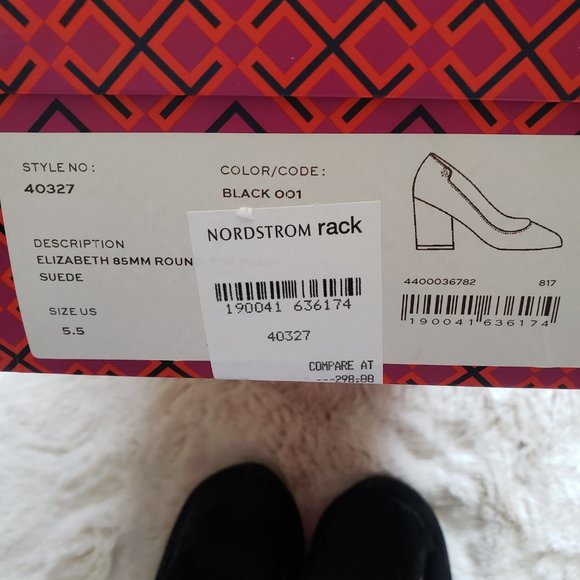 NIB Tory Burch Elizabeth 85mm Round Toe Suede Pump Black Size 5.5M - Picture 10 of 10